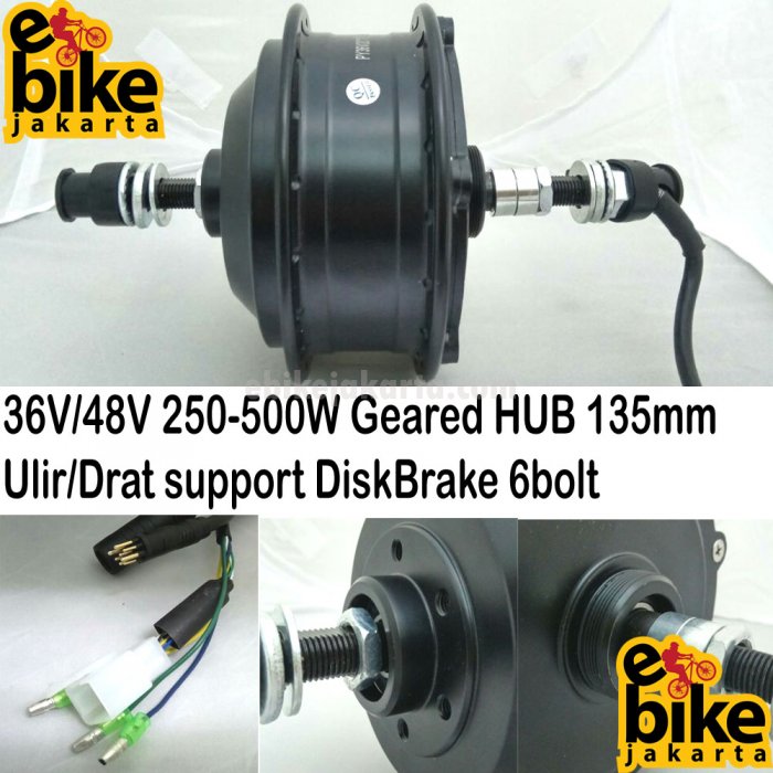 Rear HUB Geared 135mm 36V-48V 250W-350W-500W | Ulir-Drat | DiskBrake (KHH771) | KT-LCD3 (C0493)